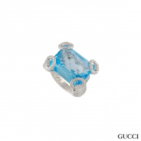 Gucci Horsebit Diamond & Topaz Ring 1.68ct G/VS